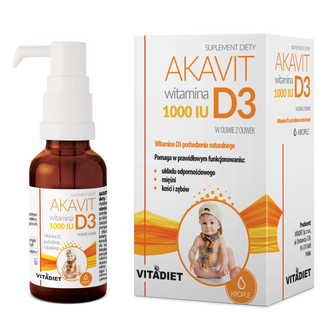 Vitadiet Akavit Witamina D3 1000 IU, krople, 29,4 ml - zdjęcie produktu