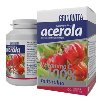 Grinovita Acerola, 60 tabletek do ssania  KRÓTKA DATA - zdjęcie produktu