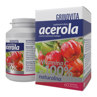 Grinovita Acerola, 60 tabletek do ssania  USZKODZONE OPAKOWANIE - zdjęcie produktu
