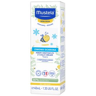 Mustela Bebe Enfant, krem odżywczy do twarzy, z Cold Cream i organicznym woskiem pszczelim, od urodzenia, skóra sucha, 40 ml - zdjęcie produktu