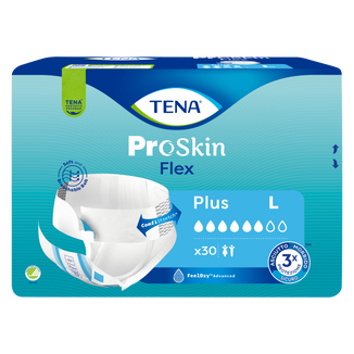 Tena Flex ProSkin, pieluchomajtki, rozmiar L, 83-120 cm, Plus, 30 sztuk Tena Flex ProSkin, pieluchomajtki, rozmiar L, 83-120 cm, Plus, 30 sztuk - zdjęcie produktu