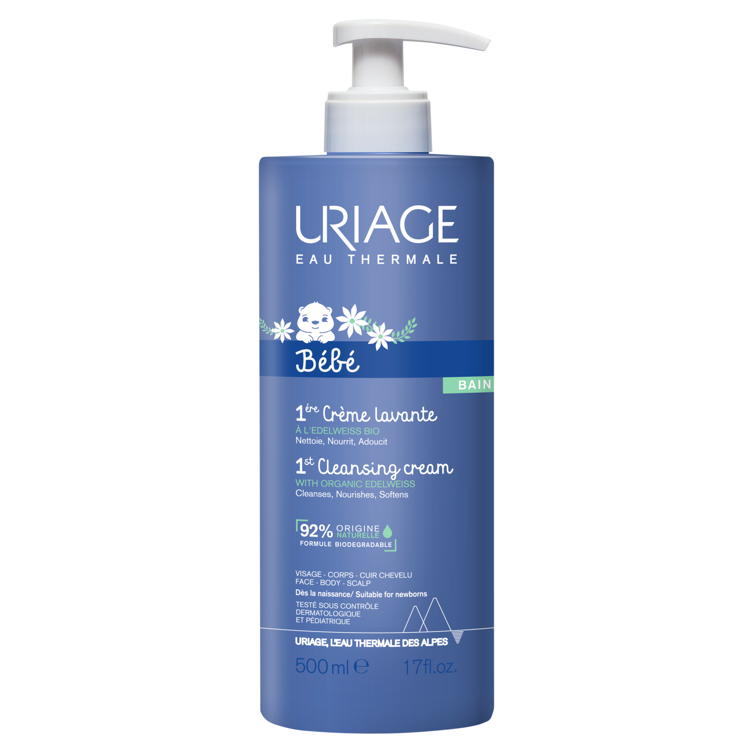 Uriage Uriage Bebe 1st, krem oczyszczający do mycia dla dzieci, 500 ml