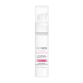 Dermedic Redness Calm, krem korygujący UV+ IR na dzień, skóra naczyniowa z tendencją do nadreaktywności, rumienia i trądziku różowatego, 40 ml USZKODZONE OPAKOWANIE - zdjęcie produktu