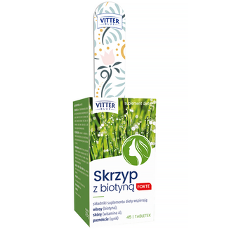 Vitter Blue Skrzyp z Biotyną Forte, 45 tabletek + dodatkowo pilnik do paznokci - zdjęcie produktu