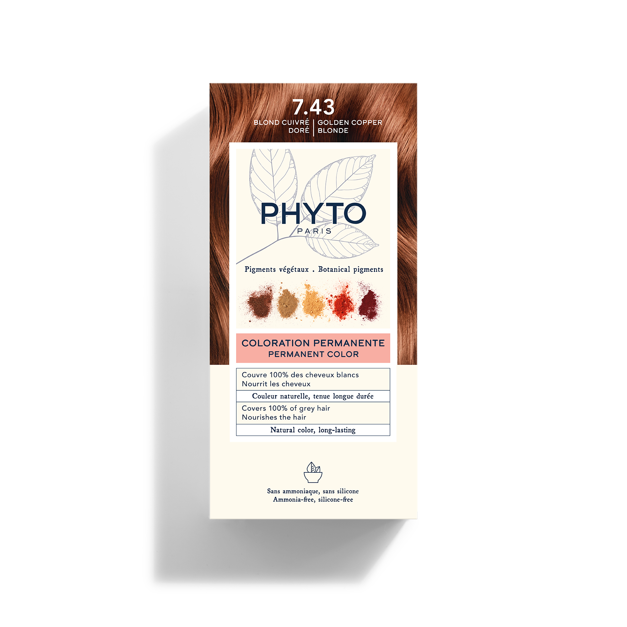 Phyto Phyto Color, farba do włosów, 7.43 miedziany złoty, 1 sztuka