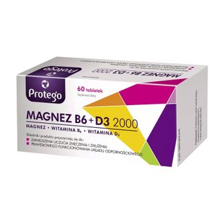 Protego Magnez B6 + D3 2000 j.m., 60 tabletek - zdjęcie produktu
