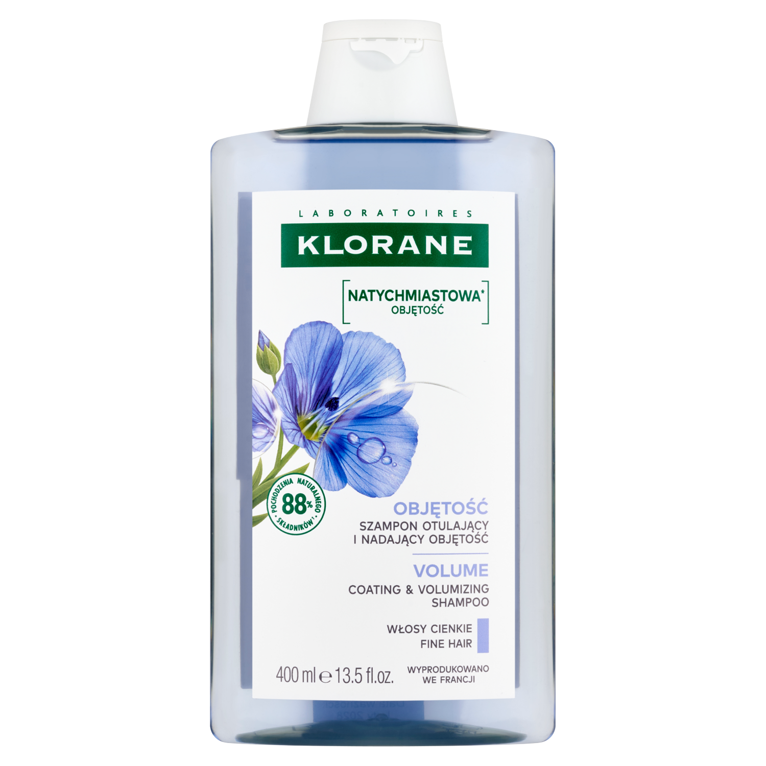 Klorane Klorane Objętość, szampon otulający i nadający objętość, 400 ml