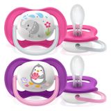 Avent Ultra Air, smoczek uspokajający, silikonowy, ortodontyczny, girl, SCF080/08, 6-18 miesięcy, 2 sztuki - miniaturka zdjęcia produktu