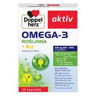 Doppelherz aktiv Omega-3 Roślinna, 30 kapsułek - zdjęcie produktu