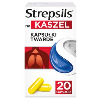 Strepsils na kaszel 375 mg, 20 kapsułek twardych - zdjęcie produktu
