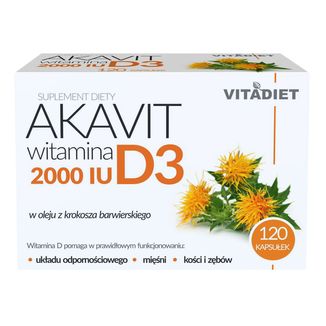 Vitadiet Akavit Witamina D3 2000 IU, 120 kapsułek - zdjęcie produktu