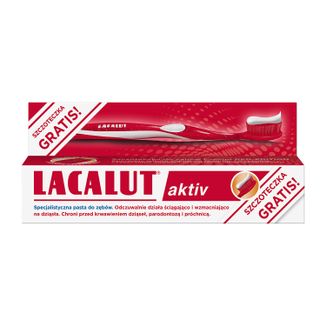 Lacalut Aktiv, pasta do zębów, 75 ml + szczoteczka do zębów red edition gratis - zdjęcie produktu