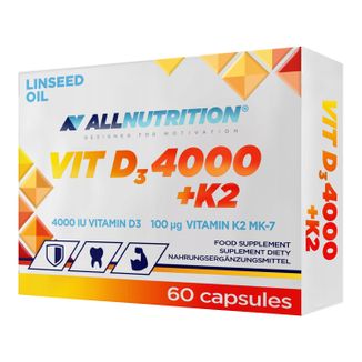 Allnutrition Vit D3 + K2, witamina D 4000 j.m. + witamina K 100 µg, 60 kapsułek - zdjęcie produktu