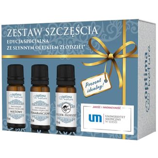 Zestaw Szczęścia Optima Natura, naturalne olejki eteryczne, złodziei, miętowy, pomarańczowy, 3 x 10 ml - zdjęcie produktu
