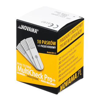 Novama MultiCheck Pro+, paski testowe do pomiaru cholesterolu we krwi, 10 sztuk - zdjęcie produktu