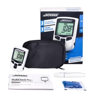 Novama MultiCheck Pro+, wielofunkcyjne urządzenie pomiarowe do mierzenia glukozy, cholesterolu i kwasu moczowego USZKODZONE OPAKOWANIE - zdjęcie produktu