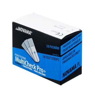 Novama MultiCheck Pro+, paski testowe do pomiaru glukozy we krwi, 50 sztuk - zdjęcie produktu