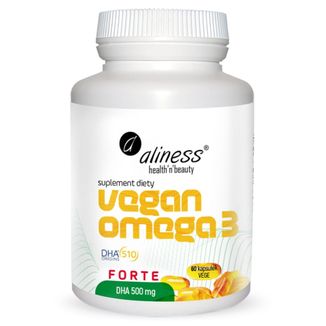 Aliness Vegan Omega 3 Forte DHA 500 mg, 60 kapsułek vege - zdjęcie produktu