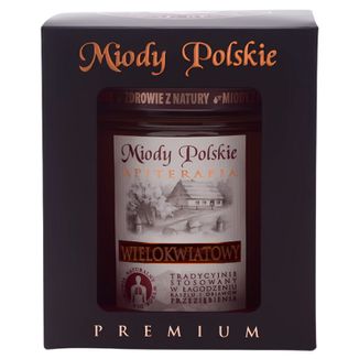Miody Polskie, miód wielokwiatowy premium, 400 g USZKODZONE OPAKOWANIE - zdjęcie produktu