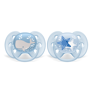 Avent Ultra Soft, smoczek uspokajający, silikonowy, ortodontyczny, boy, SCF223/03, 6-18 miesięcy, 2 sztuki - zdjęcie produktu