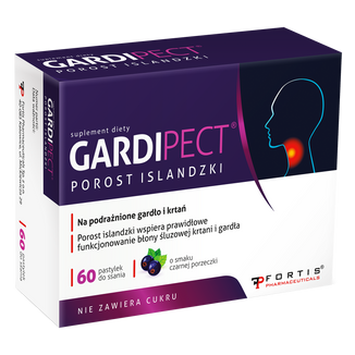 Gardipect Porost Islandzki, smak czarnej porzeczki, 60 pastylek do ssania USZKODZONE OPAKOWANIE - zdjęcie produktu