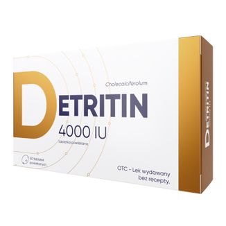 Detritin 4000 IU, 60 tabletek powlekanych KRÓTKA DATA Detritin 4000 IU, 60 tabletek powlekanych KRÓTKA DATA - zdjęcie produktu
