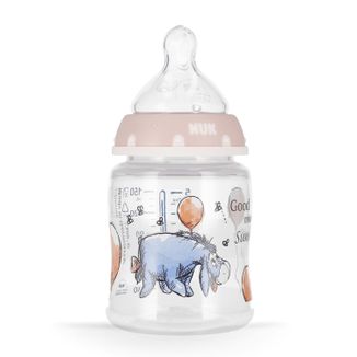 NUK First Choice+ Kubuś Puchatek, butelka z silikonowym smoczkiem M, Kubuś, różowa, 0-6 miesięcy, 150 ml - zdjęcie produktu