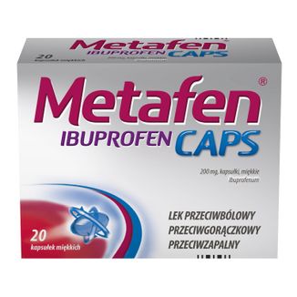 Metafen Ibuprofen Caps 200 mg, 20 kapsułek miękkich - zdjęcie produktu