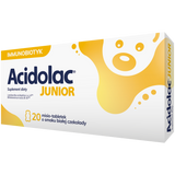 Acidolac Junior, dla dzieci od 3 lat, smak biała czekolada, 20 misio-tabletek USZKODZONE OPAKOWANIE - miniaturka zdjęcia produktu
