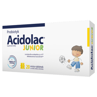 Acidolac Junior, dla dzieci od 3 lat, smak biała czekolada, 20 misio-tabletek - zdjęcie produktu