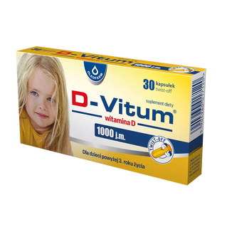 D-Vitum 1000 j.m., witamina D dla dzieci od 1 roku, 30 kapsułek twist-off - zdjęcie produktu