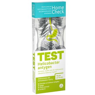 Home Check Test Helicobacter Antygen, domowy test do wykrywania zakażenia bakterią H. pylori w kale, kasetkowy, 1 sztuka - zdjęcie produktu