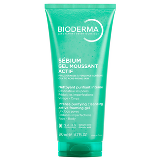 Bioderma Sebium Gel Moussant Actif, aktywny żel oczyszczający do skóry tłustej i ze skłonnością do trądziku, 200 ml - zdjęcie produktu