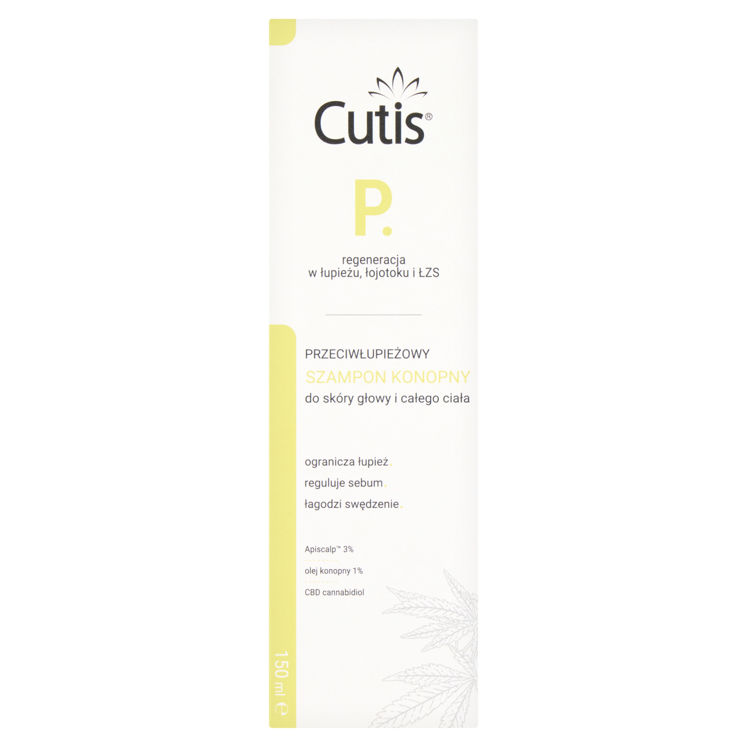 Cutis Cutis P, przeciwłupieżowy szampon konopny + CBD  w regeneracji ŁZS i łojotoku 150 ml — Inhaltsstoffe und Bewertung