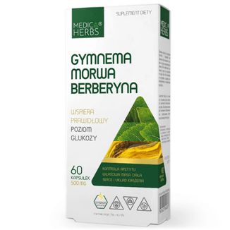 Medica Herbs Gymnema, Morwa, Berberyna, 60 kapsułek USZKODZONE OPAKOWANIE - zdjęcie produktu