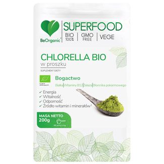 BeOrganic Superfood Chlorella Bio, proszek, 200 g - zdjęcie produktu