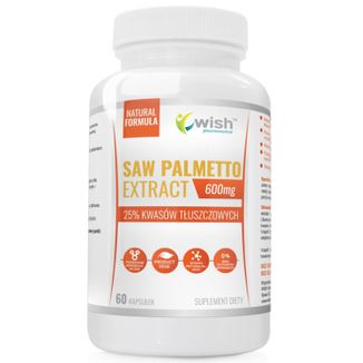 Wish Saw Palmetto Extract 600 mg, palma sabałowa, 60 kapsułek - zdjęcie produktu