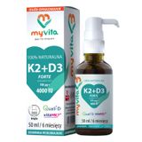 MyVita K2 + D3 Forte, witamina K 100 µg + witamina D 4000 j.m., krople, 50 ml - miniaturka zdjęcia produktu