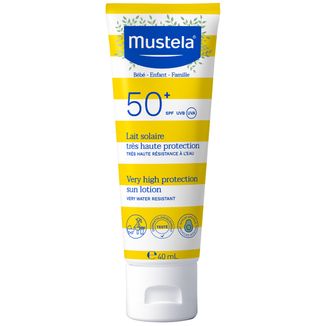 Mustela Sun Bebe Enfant-Famille, mleczko przeciwsłoneczne do twarzy i ciała, SPF 50+, 40 ml - zdjęcie produktu