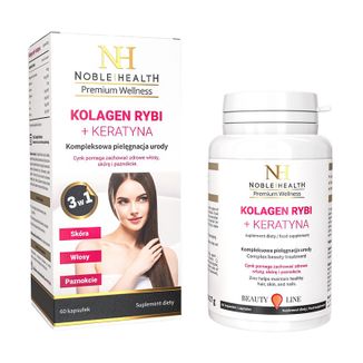 Noble Health Kolagen Rybi + Keratyna, 60 kapsułek - zdjęcie produktu