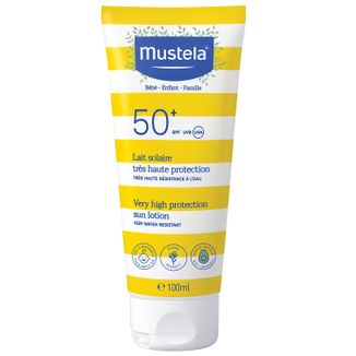 Mustela Sun Bebe Enfant-Famille, mleczko przeciwsłoneczne do twarzy i ciała, SPF 50+, 100 ml USZKODZONE OPAKOWANIE - zdjęcie produktu
