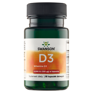 Swanson D3, witamina D 4000 IU, 90 kapsułek żelowych - zdjęcie produktu