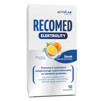 Activlab Pharma RecoMed Elektrolity, smak pomarańczowy, 14 g x 10 saszetek USZKODZONE OPAKOWANIE - zdjęcie produktu