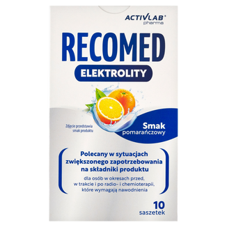 Activlab Pharma RecoMed Elektrolity, smak pomarańczowy, 14 g x 10 saszetek Activlab Pharma RecoMed Elektrolity, smak pomarańczowy, 14 g x 10 saszetek - zdjęcie produktu
