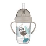 Canpol Babies, kubek niekapek z rurką i odważnikiem, Exotic Animals, szary, od 6 miesiąca, 270 ml USZKODZONE OPAKOWANIE - miniaturka zdjęcia produktu