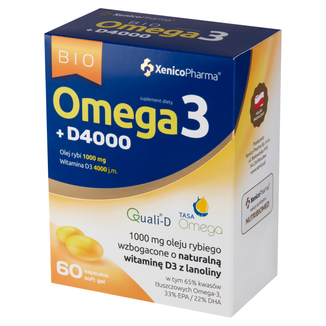 Bio Omega3 + D4000, 60 kapsułek USZKODZONE OPAKOWANIE Bio Omega3 + D4000, 60 kapsułek USZKODZONE OPAKOWANIE - zdjęcie produktu