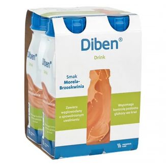 Diben Drink, preparat odżywczy, smak morelowo-brzoskwiniowy, 4 x 200 ml Diben Drink, preparat odżywczy, smak morelowo-brzoskwiniowy, 4 x 200 ml - zdjęcie produktu