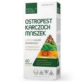 Medica Herbs Ostropest, Karczoch, Mniszek, 60 kapsułek - zdjęcie produktu