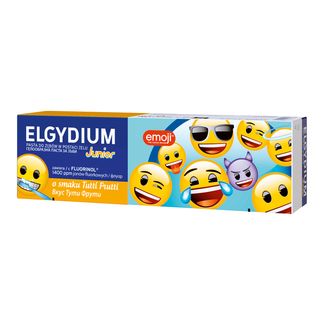 Elgydium Junior Emoji, pasta do zębów w postaci żelu dla dzieci, Tutti-frutti, 7-12 lat, 50 ml - zdjęcie produktu