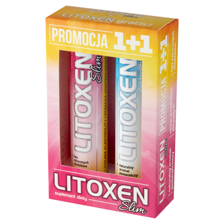 Litoxen Slim, smak pomarańczowy, 20 tabletek musujących + Litoxen Elektrolity, smak pomarańczowy, 20 tabletek musujących - zdjęcie produktu